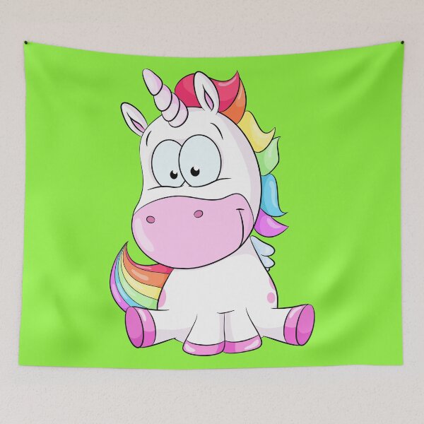 Item preview, Cute sitting unicorn with rainbow hair designed and sold by Christine Wulf.