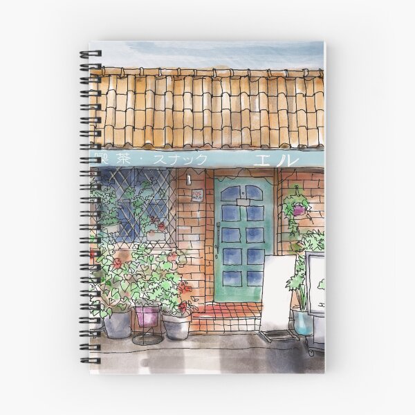 Item preview, Cute Japanese Shop Front in Digital Watercolour and Ink  designed and sold by LanrivArtStudio.