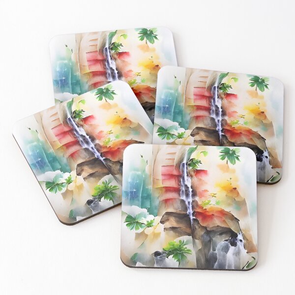 Item preview, title: beautiful waterfall watercolor designed and sold by AIArtwork21.