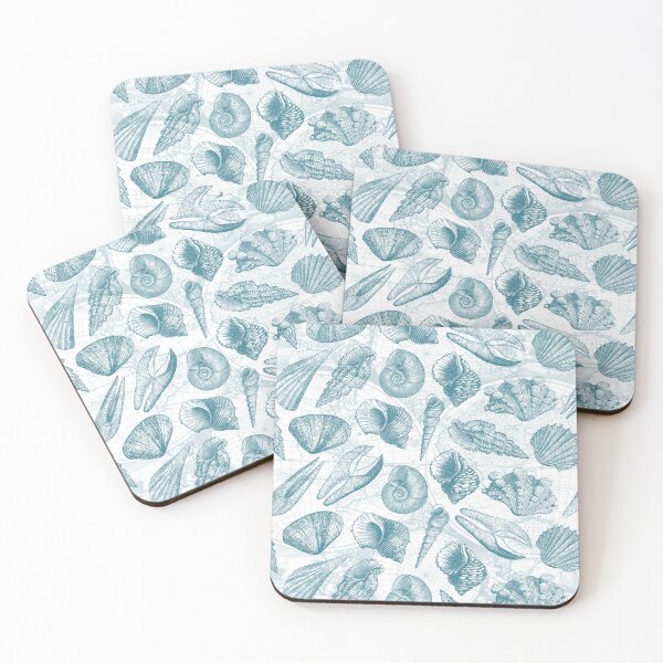 Item preview, Turquoise Vintage Nautical Seashells Summer Pattern designed and sold by CynthiaGraphics.