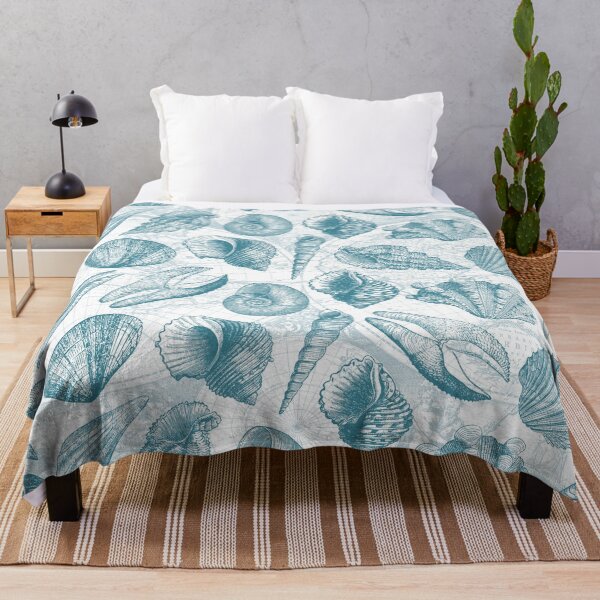 Item preview, Turquoise Vintage Nautical Seashells Summer Pattern designed and sold by CynthiaGraphics.