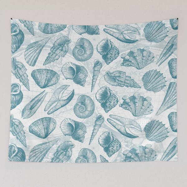 Item preview, Turquoise Vintage Nautical Seashells Summer Pattern designed and sold by CynthiaGraphics.
