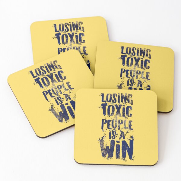 Item preview, Inspirational Winning Style Statement Wisdom Quote LOSING TOXIC PEOPLE IS A WIN Blue Gold Watercolor Ink-drops Modern Textured Typographic design designed and sold by zenturtlemerch.