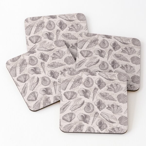 Item preview, Beige Vintage Nautical Seashells Summer Pattern designed and sold by CynthiaGraphics.