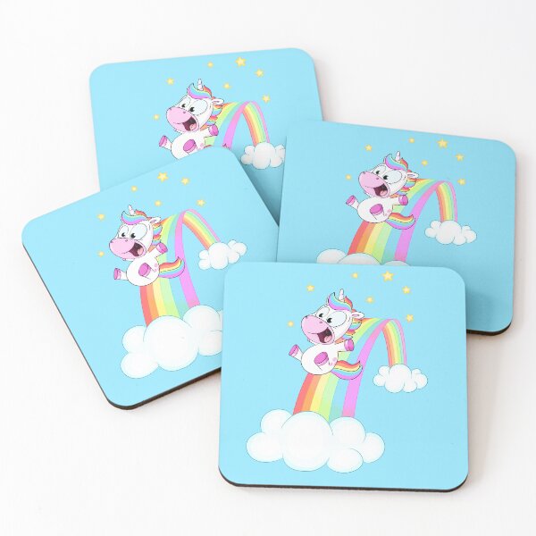 Item preview, Cute unicorn slides on a rainbow designed and sold by Christine Wulf.