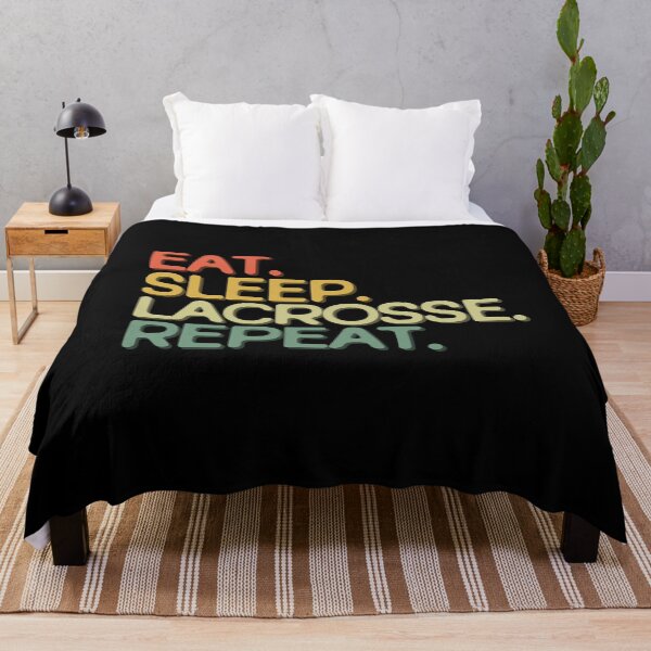 Item preview, Eat Sleep Lacrosse Repeat - Funny Retro Vintage Colors Typography Satire designed and sold by FunnyHomeQuotes.