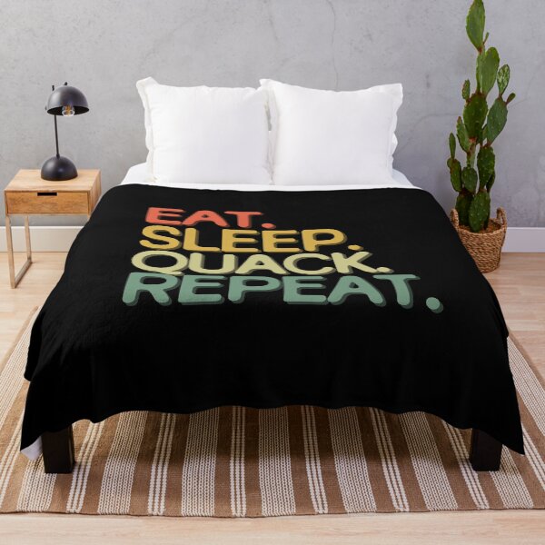 Item preview, Eat Sleep Quack Repeat - Funny Retro Vintage Colors Typography Satire designed and sold by FunnyHomeQuotes.
