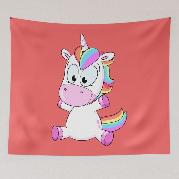Item preview, Cute sitting rainbow unicorn designed and sold by Christine Wulf.