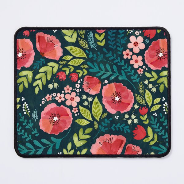 Item preview, Red poppy chintz dark background designed and sold by adenaJ.