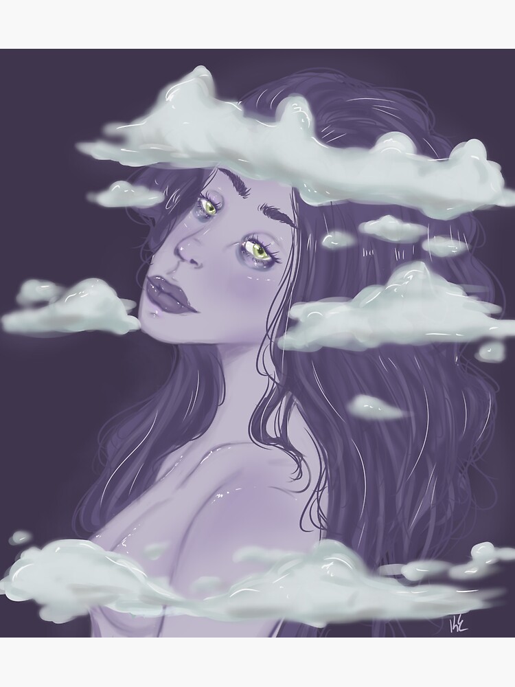 Thumbnail 3 of 3, Sticker, Head in the Clouds designed and sold by sadhyena-art.