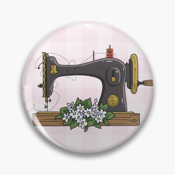 Item preview, Vintage Sewing Machine on Pink Gingham designed and sold by Maria Garcia.