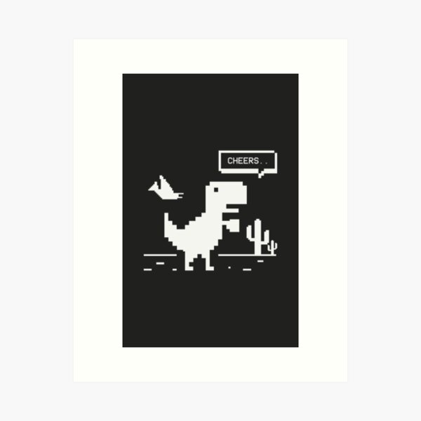 Night Offline T-Rex Game - Google Dino Run Art Board Print for