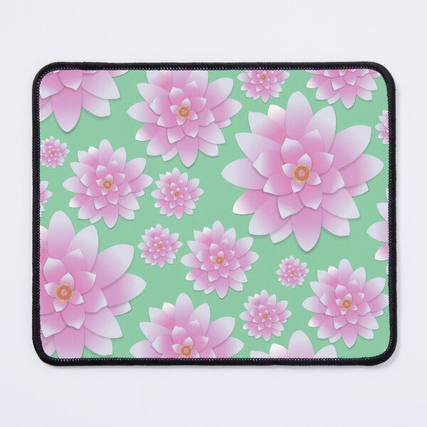 Item preview, Tossed Pink Lotus on Mint Half-Drop Repeat 5748 designed and sold by Art in My Loft.