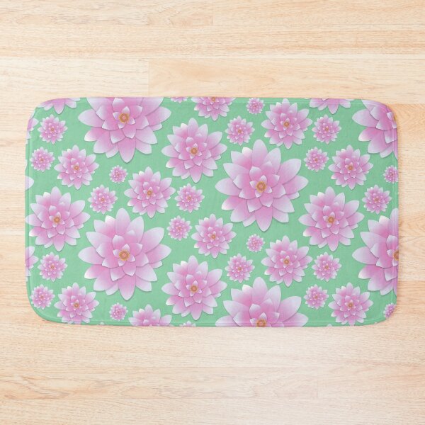 Item preview, Tossed Pink Lotus on Mint Half-Drop Repeat 5748 designed and sold by Art in My Loft.