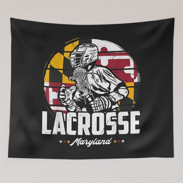 Item preview, Lacrosse Player Maryland Flag Lax retro designed and sold by romanl3.