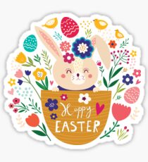 Bunny In A Basket Easter Sticker