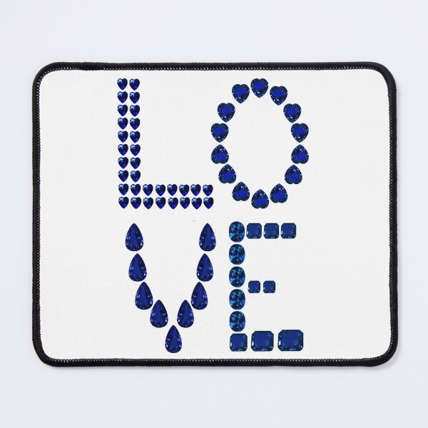Item preview, Sapphire Gemstone September Birthstone Blue the word Love designed and sold by DigitalGemArt.