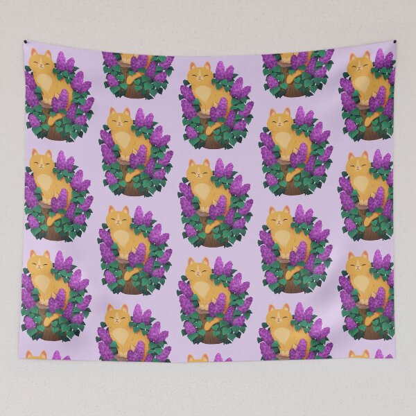 Item preview, Orange Tabby Cat In Spring Lilacs  designed and sold by michelledraws.