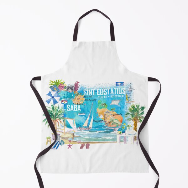 Item preview, Sint Eustatius and Saba Dutch Caribbean Island Illustrated Travel Map with Tourist Highlights designed and sold by artshop77.