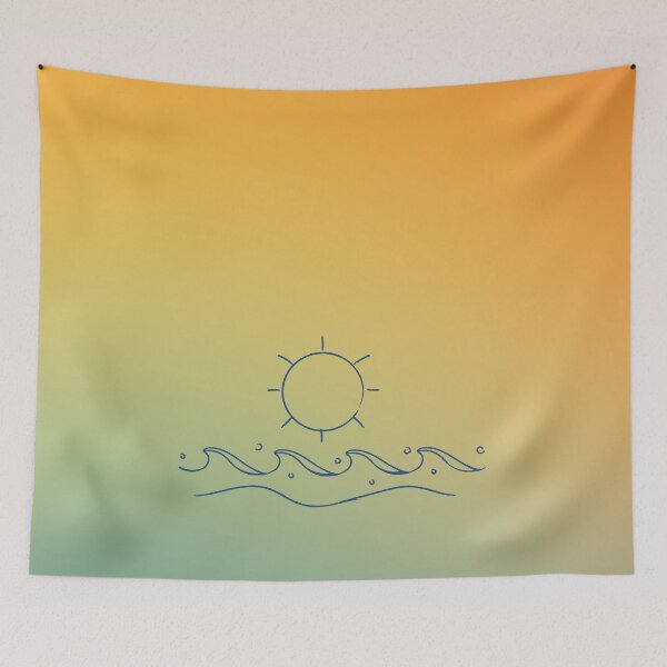 Item preview, Vintage Hawaiian aloha, simple sun and wave drawing with sunset designed and sold by Emily Roberts.