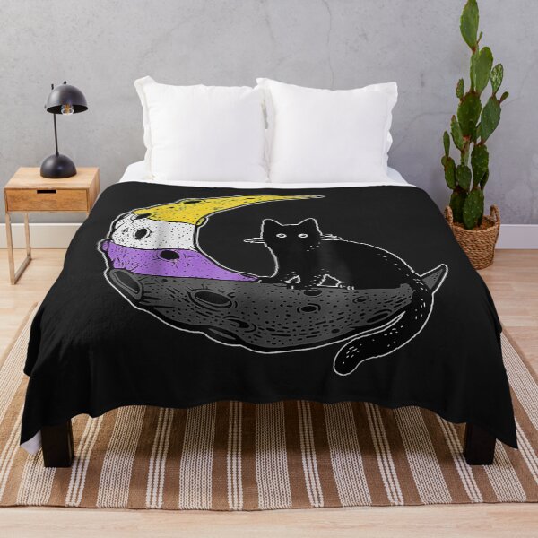 Item preview, Nonbinary Moon Space Cat LGBT Non-Binary Flag 2022 Gift designed and sold by romanl3.