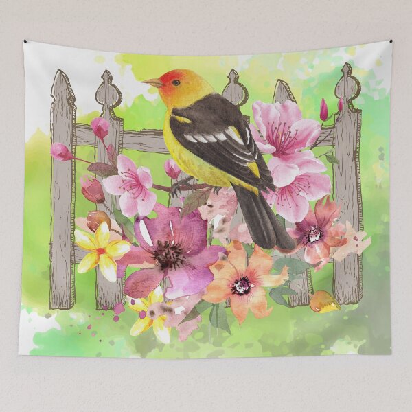 Item preview, Garden Fence With Bird and Flowers designed and sold by tomorrowsart.