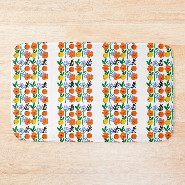 Item preview, Pastel colored, cute and kitsch floral bluebell patterns With Bright Oranges and Lemons designed and sold by haRexia.