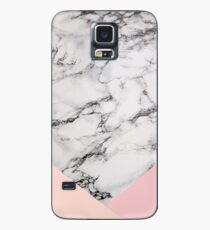 White Marble pattern with pink Triangles Case/Skin for Samsung Galaxy