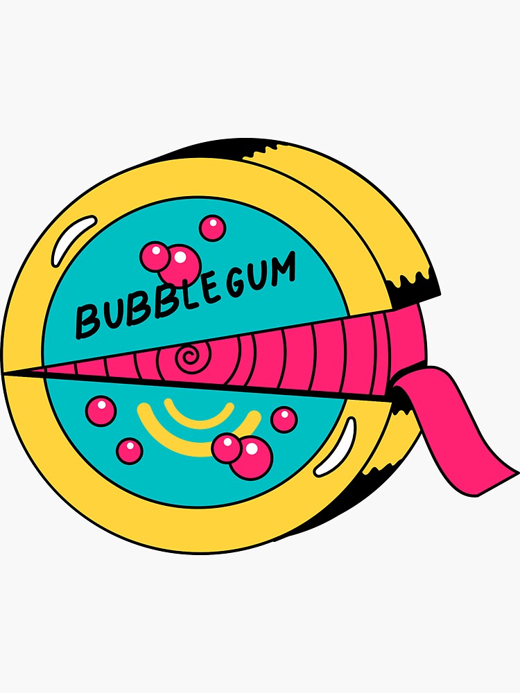 Bubble Gum” Retro Design" Sticker by TrippyPosters | Redbubble