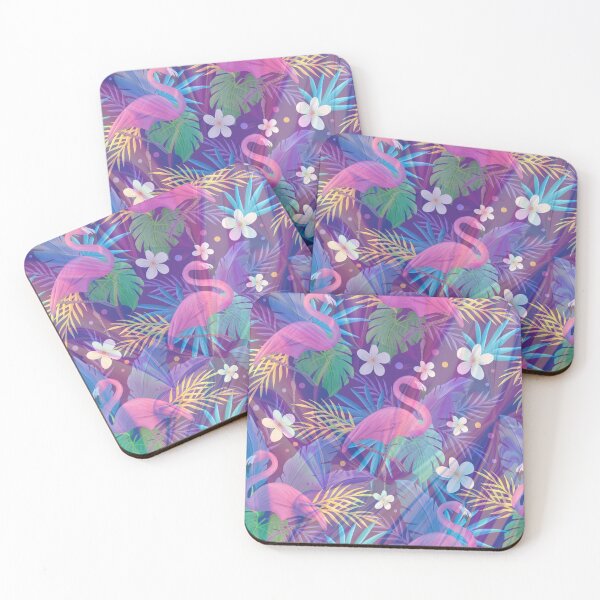 Item preview, purple holo texture flamingo tropic pattern designed and sold by Beeroclock.