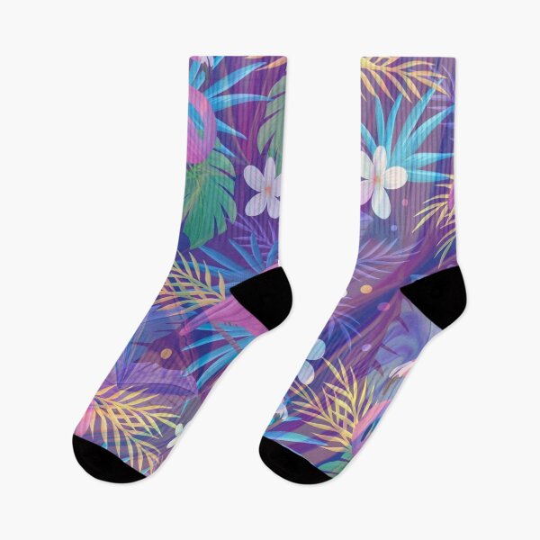 Item preview, purple holo texture flamingo tropic pattern designed and sold by Beeroclock.