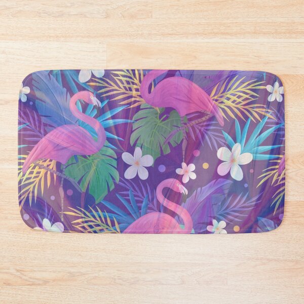 Item preview, purple holo texture flamingo tropic pattern designed and sold by Beeroclock.