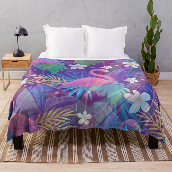 Item preview, purple holo texture flamingo tropic pattern designed and sold by Beeroclock.