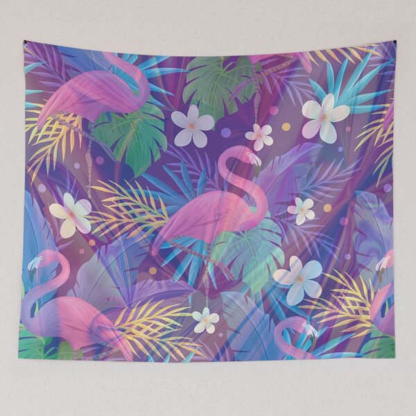 Item preview, purple holo texture flamingo tropic pattern designed and sold by Beeroclock.
