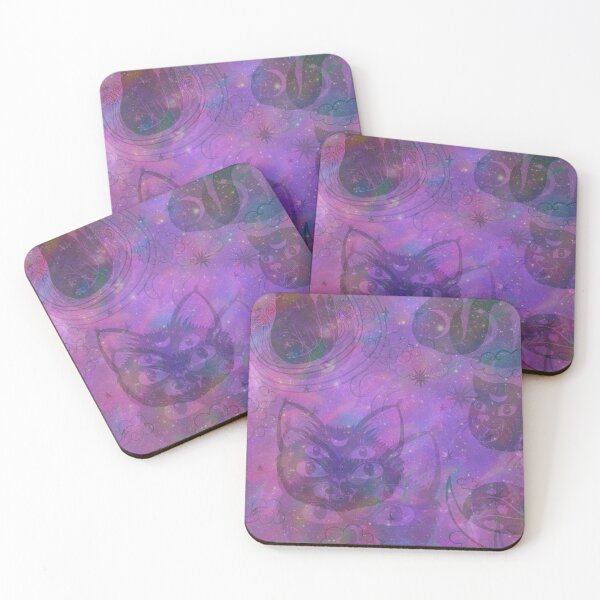 Item preview, space illusion holography cats purple pattern designed and sold by Beeroclock.