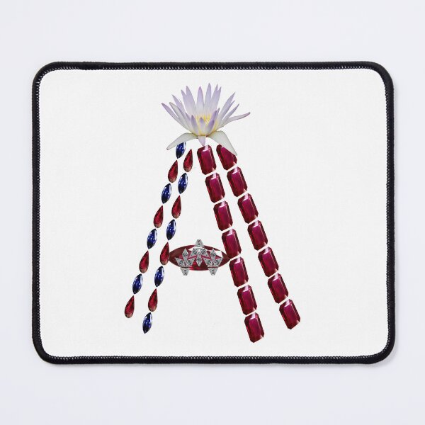 Item preview, Ruby Sapphire Precious stones Floral Red Initial Letter A  designed and sold by DigitalGemArt.