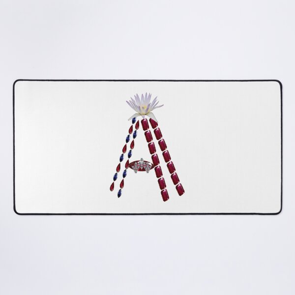 Item preview, Ruby Sapphire Precious stones Floral Red Initial Letter A  designed and sold by DigitalGemArt.