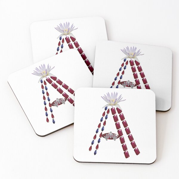 Item preview, Ruby Sapphire Precious stones Floral Red Initial Letter A  designed and sold by DigitalGemArt.
