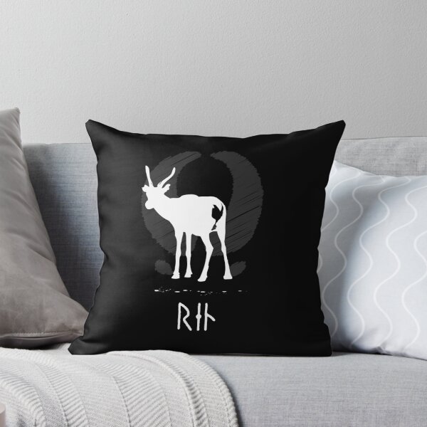 Item preview, Reindeer with viking runes  (dark bg, white ink) designed and sold by l2designs.