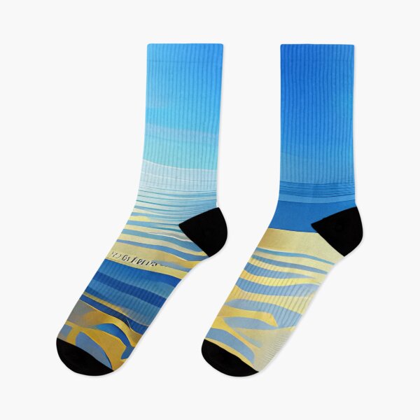 Item preview, title: calm minimalist poster art blue and gold beach designed and sold by AIArtwork21.