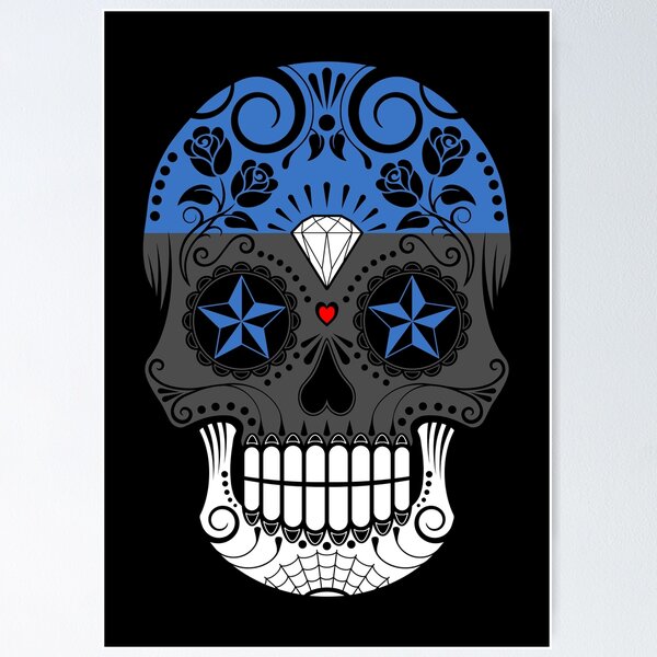 Item preview, Sugar Skull with Roses and Flag of Estonia designed and sold by JeffBartels.