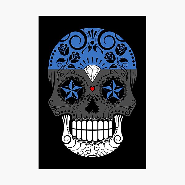 Item preview, Sugar Skull with Roses and Flag of Estonia designed and sold by JeffBartels.