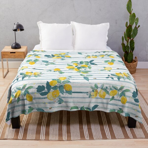 Item preview, Watercolor lemons on stripe background designed and sold by Katarina Roccella.