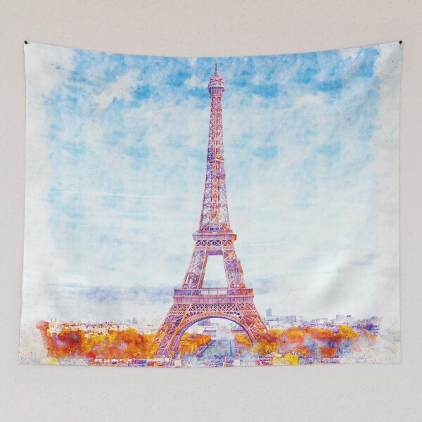 Item preview, Eiffel Tower Paris Colorful Watercolor Painting designed and sold by Mimi's Sunday.