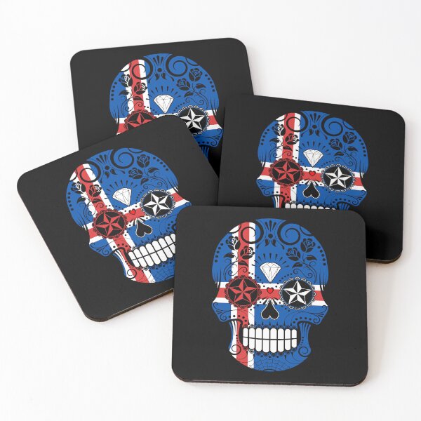 Item preview, Sugar Skull with Roses and Flag of Iceland designed and sold by JeffBartels.