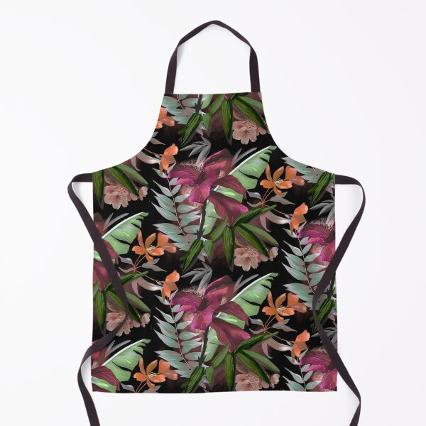 Item preview, tropical heaven trendy exotic floral pattern, leaves and flowers tropical pattern, botanical illustration, black floral illustration designed and sold by ZeinabTaha.