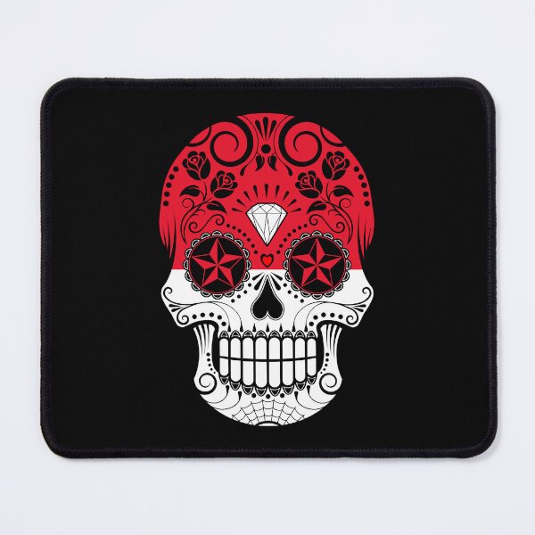 Item preview, Sugar Skull with Roses and Flag of Indonesia designed and sold by JeffBartels.