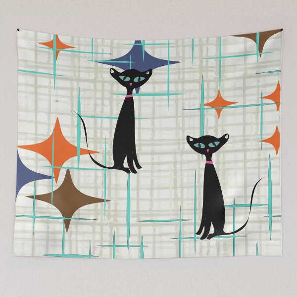 Item preview,  Atomic Kitty against retro background  designed and sold by LisWilliams.