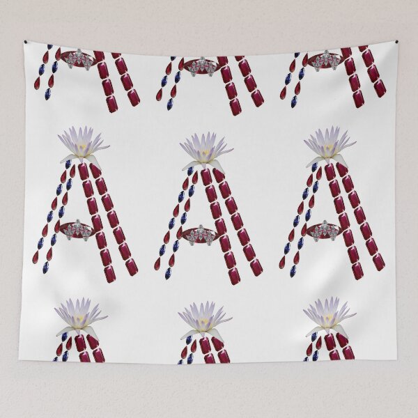 Item preview, Ruby Sapphire Precious stones Floral Red Initial Letter A  designed and sold by DigitalGemArt.