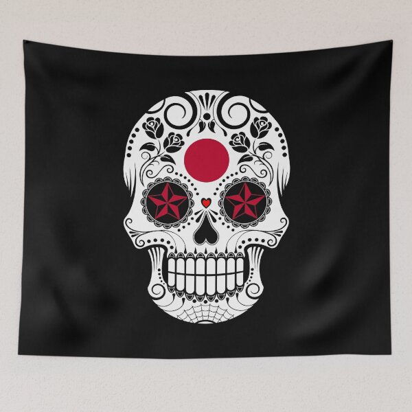Item preview, Sugar Skull with Roses and Flag of Japan designed and sold by JeffBartels.